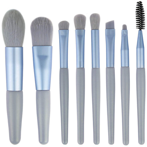 Makeup Brushes Set- 8 Pieces Mini Travel Cosmetic Brushes Kit for Foundation, Blush, Eye shadow, Eyelash, Lip and Eye brow (Green)