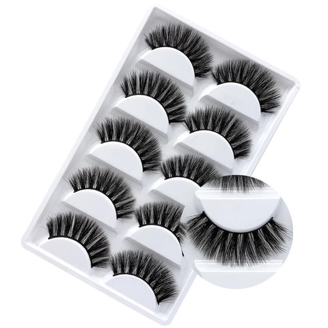 3D Mink Eyelashes&Natural Dramatic Style Handmade Eyelash Soft Long Reusable Makeup Fake Eye lash 5Pack