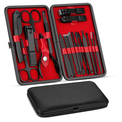 Manicure Set, Pedicure Kit, Nail Clippers, Professional Grooming Kit, Nail Tools 18 In 1 with Luxurious Travel Case For Men and Women 2020 Upgraded Version