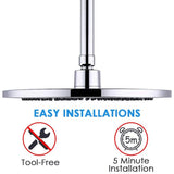 AQwzh 9.5 Inch Rain High Pressure Shower Head G1/2 Adjustable Bathroom Shower Head Spray Stainless Steel Polished Chrome Bath Rain Round