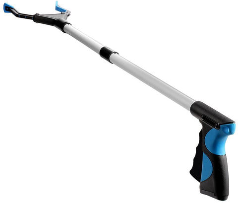 32" Foldable Grabber Reacher for Elderly, Lightweight Extra Long Handy Trash Claw Grabber, Reaching Assist Tool for Trash Pick Up, Litter Picker, Arm Extension (Blue)