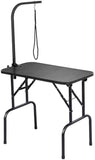 AEDILYS 32-inch Foldable Pet Dog Grooming Table with Adjustable Height Arm Drying Table for Home w/Noose for Small Dogs Cats Non-Slip Maximum Capacity Up to 220lbs Black