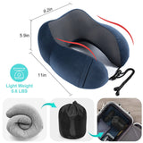 Travel Pillow Luxury Memory Foam Neck & Head Support Pillow Soft Sleeping Rest Cushion for Airplane Car & Home Best Gift(Navy Blue)