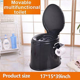 Portable Travel Camping Toilet with Detachable Inner Bucket and Removable Toilet Paper Holder, Black