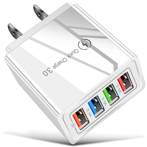 Wall Charger, Upgraded 12W 4-Port USB Plug Cube Portable Wall Charger Plug for iPhone iPad Android