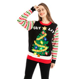 Get lit Christmas Tree ugly sweater with Light Bulbs for Women