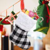 5” White Black Buffalo Plaid Stockings, 12 Pack