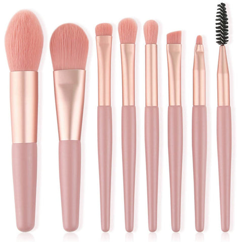 Makeup Brushes Set- 8 Pieces Mini Travel Cosmetic Brushes Kit for Foundation, Blush, Eye shadow, Eyelash, Lip and Eye brow (Pink)