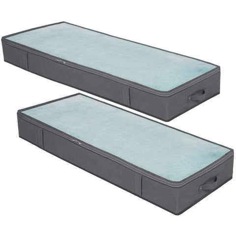 Underbed Storage Bag Organizer (2 Pack) Large Capacity Storage Box with Reinforced Strap Handles, PP Non-Woven Material, Clear Window, Store Blankets, Comforters, Linen, Bedding, Seasonal Clothing