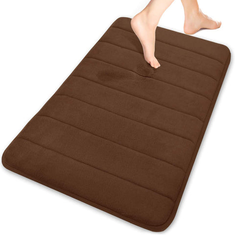 Memory Foam Bath Mat Large Size 31.5 by 19.8 Inches, Soft and Comfortable, Super Water Absorption, Non-Slip, Thick, Machine Wash, Easier to Dry Bathroom Floor Rug, Brown