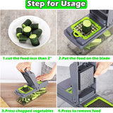 14 in 1 Vegetable Chopper, Multifunctional Mandoline Slicer Dicer Household Kitchen Manual Julienne Grater Cutter