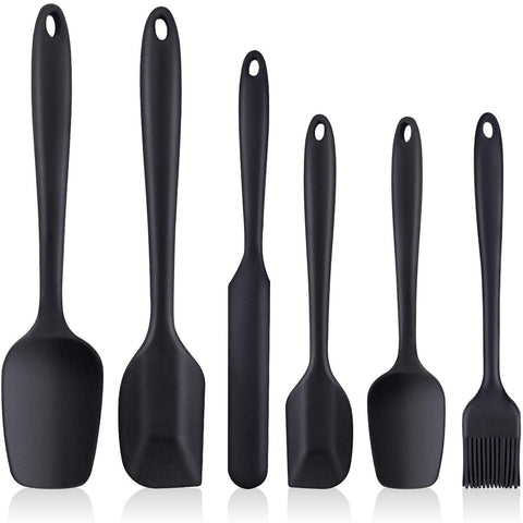 Silicone Spatula 6-Piece Set, Integrated Seamless Design, 480 \xc2\xb0F Heat Resistance, Non-Stick Spatula Cooking, Baking and Stirring Multi-Purpose Kitchenware (Black)