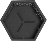 AEDILYS Hexagon Fire Pit Fireplace Portable Firepit Iron Brazier Wood Burning Coal Pit Hex Shaped Fire Bowl Stove with Spark Screen Cover for Outdoor Outside Camping Patio Garden Backyard 24in Black