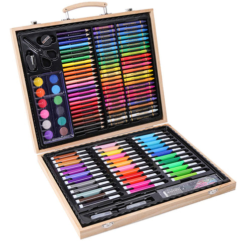 150 Pieces Deluxe Artist Drawing & Painting Set, Portable Wooden Case with Pastels, Crayons, Colored Pencils, Markers, Gift for Kids Teens