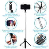3 in 1 Extendable Selfie Stick Tripod with Detachable Bluetooth Wireless Remote Phone Holder Compatible with iPhone and Android Smartphone
