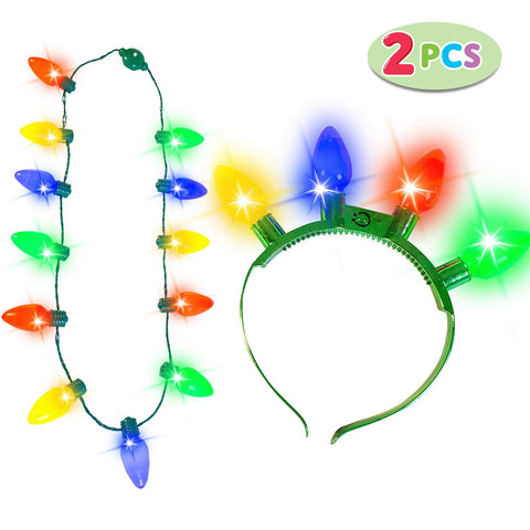 2 Pack Of Christmas Necklace And Headband