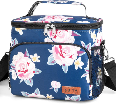 NIUTA Lunch Bag for Women, Men, Leakproof Thermal Reusable Lunch Box for Adult & Kids, Lunch Cooler Tote with Shoulder Strap for Office Work (Rose)
