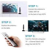 Camkey HDTV Antenna Indoor, Digital TV Antenna with Amplifier Signal Booster Up to 120 Miles, Support 4K 1080P HD VHF UHF for Local Channels
