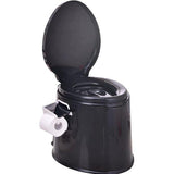 Portable Travel Camping Toilet with Detachable Inner Bucket and Removable Toilet Paper Holder, Black