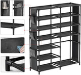 7-Tier Shoe Rack Shoe Shelf Organizer,24-30 Pairs Shoes and Boots Storage Organizer Metal Shoe Tower with Side Hanging Shoe Pockets for Entryway,Closet and Bedroom