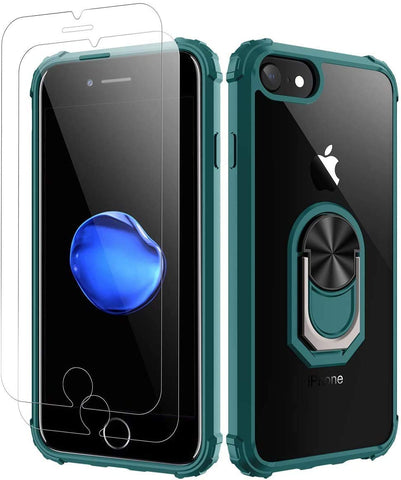 iPhone 7| iPhone 8 Case, [ Military Grade ] with [ Glass Screen Protector] 15ft. Drop Tested Protective Case | Kickstand | Compatible with Apple iPhone 8/ iPhone 7 -Dark Green