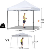 AEDILYS Pop Up Canopy Tent, Commercial Instant Shelter Tent, Heavy Duty Event Tent Pavilion, Portable Waterproof Canopy Folding, Wheeled Bag, Canopy Sandbags x4, Tent Stakesx4, 10x10 FT (White)