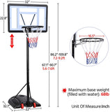 AEDILYS 7.2-9.2ft Basketball Hoop Backboard System Portable Removeable Basketball Hoop & Goals Outdoor/Indoor Adjustable Height Basketball Set for Youth