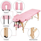 Massage Table Portable Massage Bed Massage Therapy Table Spa Bed 84 Inch Adjustable 2 Fold Salon Bed Face Cradle Bed Pink