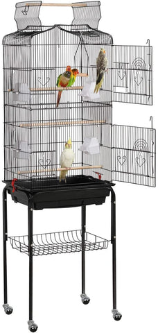 64-inch Open Top Standing Medium Small Parrot Parakeet Bird Cage with Rolling Stand for Lovebirds Finches Canaries Parakeets Cockatiels Budgie Parrotlet Conures Pet Flight Bird Cage Birdcage