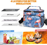 NIUTA Lunch Bag for Women, Men, Leakproof Thermal Reusable Lunch Box for Adult & Kids, Lunch Cooler Tote with Shoulder Strap for Office Work (Flamingo)