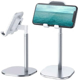 Cell Phone Stand for Desk Angle Height Adjustable Phone Holder Cell Phone Holder for Desk Cellphone Dock Compatible with All Mobile Phones (Silver)