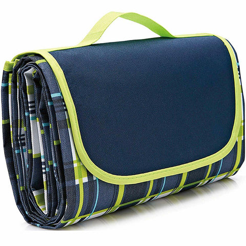 AQwzh Picnic Blanket, 77 In. x 79 In. Extra Large Beach Mat Waterproof Sand proof for 6-8 People, Oversized Foldable Camping Blankets, Machine Washable, Thick Soft for Camping, Hiking, Travel (Blue)