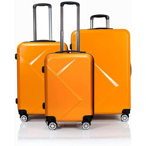 3 Piece Luggage Sets with Hardside Expandable Spinner Wheel (20/24/28), Orange