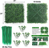 AEDILYS 12PCS Artificial Boxwood Topiary Hedge Plant UV Protection Indoor Outdoor Privacy Fence Home Decor Backyard Garden Decoration Greenery Walls 20" X 20"