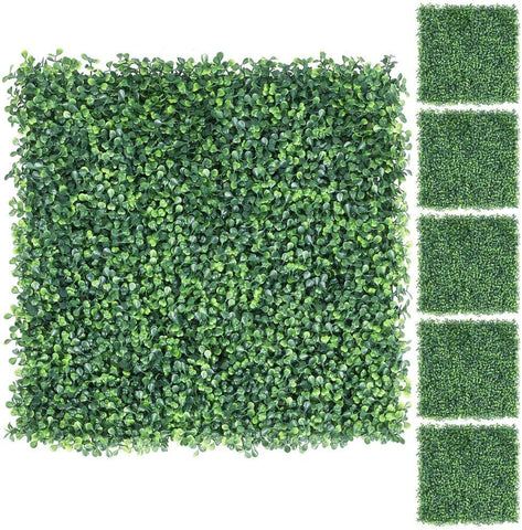 AEDILYS 6Pcs 20 x 20 inch Artificial Boxwood Panels Topiary Hedge Plant UV Protected Privacy Hedge Screen for Garden,Home,Fence,Backyard and Decorations Green