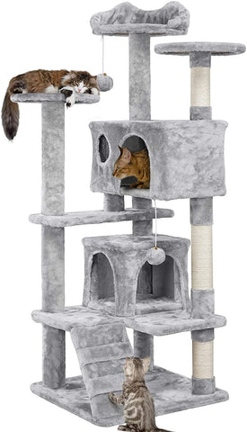 AEDILYS 54.5in Cat Tree Tower Condo Furniture Scratch Post for Kittens Pet House Play