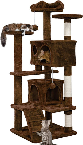 AEDILYS 54.5in Cat Tree Tower Condo Furniture Scratch Post for Kittens Pet House Play