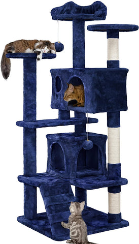 AEDILYS 54.5in Cat Tree Tower Condo Furniture Scratch Post for Kittens Pet House Play