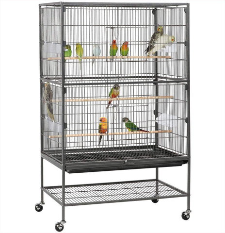 52-inch Wrought Iron Standing Large Flight King Bird Cage for Cockatiels African Grey Quaker Amazon Sun Parakeets Green Cheek Conures Pigeons Small Parrot Bird Cage Birdcage with Stand