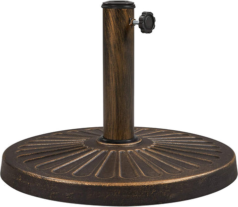 AEDILYS 22lbs Heavy Duty Round Antiqued Umbrella Base All Weather Umbrella Stand for Outoor Patio