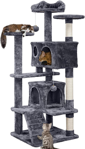 AEDILYS 54.5in Cat Tree Tower Condo Furniture Scratch Post for Kittens Pet House Play