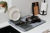 Rack and Microfiber Dish Drying Mat-Space-Saving Lightweight Design Folds Up for Easy Storage, 24 x 18 inches, Standard, Charcoal