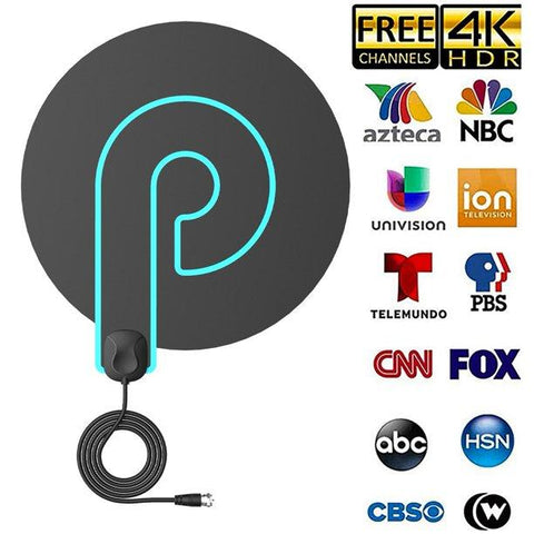 TV Antenna - HDTV Antenna Support 4K 1080P, 90-280 Miles Range Digital Antenna for HDTV, VHF UHF Channels Antenna with Amplifier Signal Booster - 16.4 Ft Premium Coaxial Cable