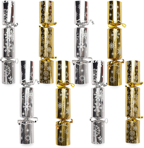 10" Snowflake Christmas No-Snap Party Favor (Gold & Silver), 8 Pcs