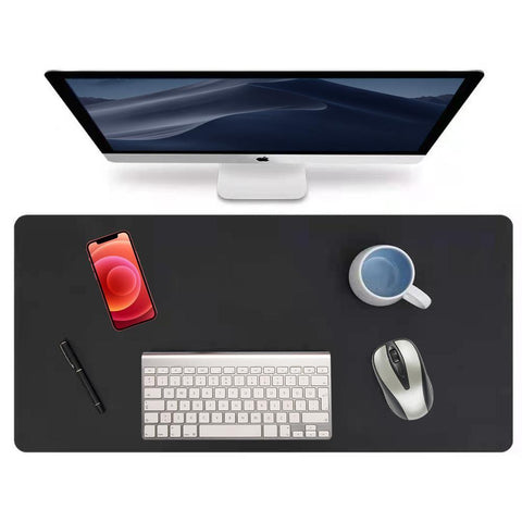 Leather Desk Pad Protector, Non-Slip PU Leather Desk Blotter and Waterproof Desk Writing Pad (Black)