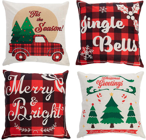 4 Pcs Christmas Mixed Pillow Covers