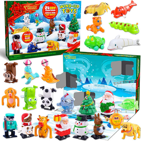 2021 Christmas Countdown Advent Calendar Wind Up Toys, 24 Pcs