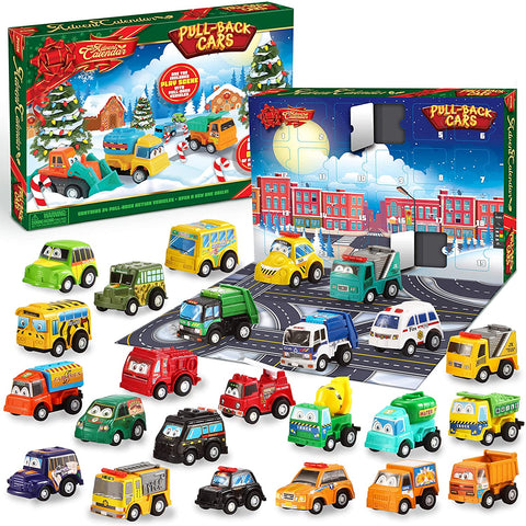 2021 Advent Calendar for Kids with Pull Back Car Toys