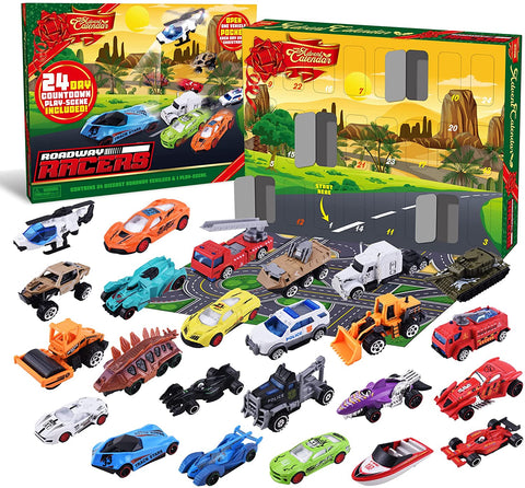2021 24 Days Advent Calendar Countdown with Die Cast Cars, 24 Pcs