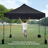 AEDILYS 10x10 Pop up Canopy Tent - Heavy Duty Waterproof Adjustable Commercial Instant Canopy, Camping Canopy with Wheeled Bag, Canopy Sandbags x4, Tent Stakesx4 - Black